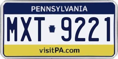 PA license plate MXT9221