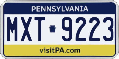 PA license plate MXT9223