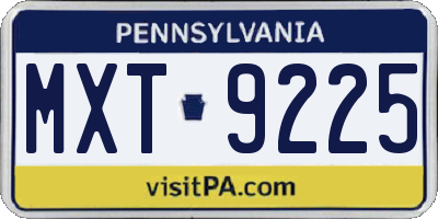 PA license plate MXT9225