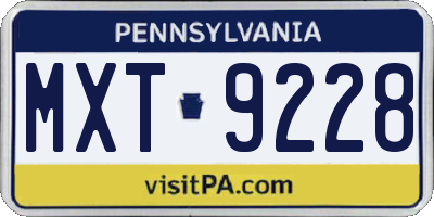 PA license plate MXT9228