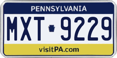 PA license plate MXT9229