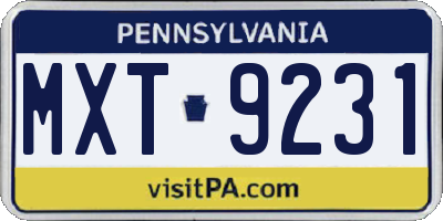 PA license plate MXT9231