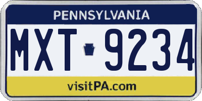 PA license plate MXT9234