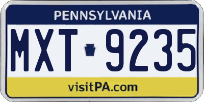 PA license plate MXT9235
