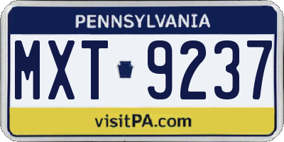 PA license plate MXT9237