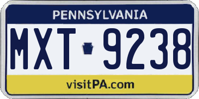 PA license plate MXT9238