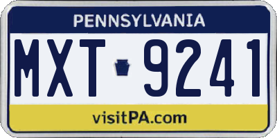 PA license plate MXT9241