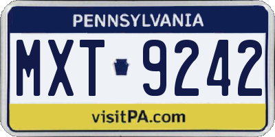 PA license plate MXT9242
