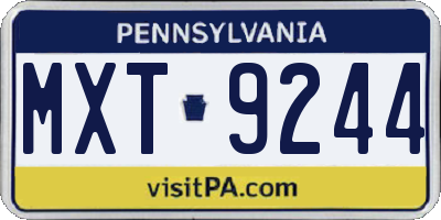 PA license plate MXT9244