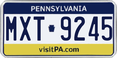 PA license plate MXT9245