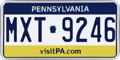PA license plate MXT9246