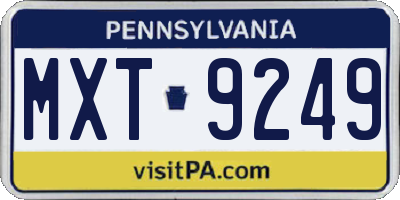 PA license plate MXT9249