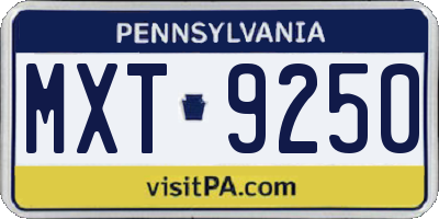 PA license plate MXT9250