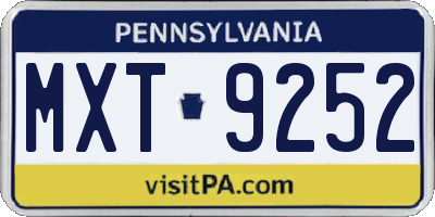 PA license plate MXT9252