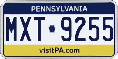 PA license plate MXT9255