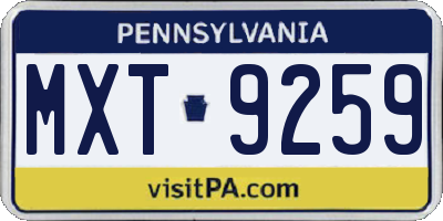 PA license plate MXT9259