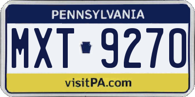 PA license plate MXT9270
