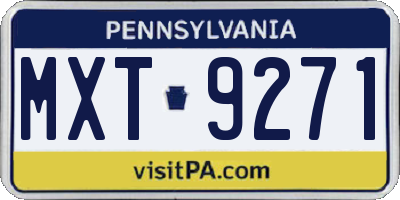 PA license plate MXT9271