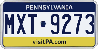 PA license plate MXT9273