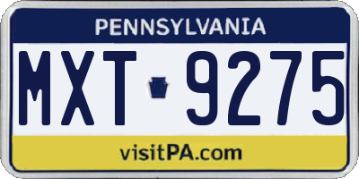 PA license plate MXT9275