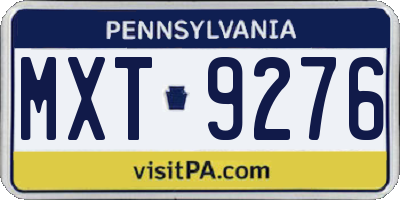 PA license plate MXT9276