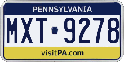 PA license plate MXT9278