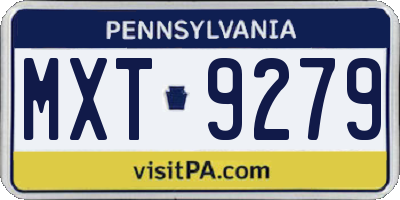 PA license plate MXT9279