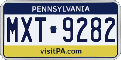 PA license plate MXT9282