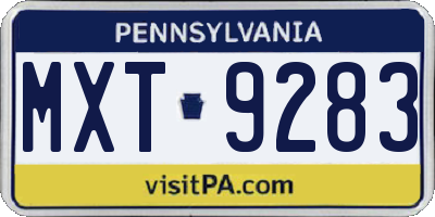 PA license plate MXT9283