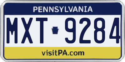 PA license plate MXT9284