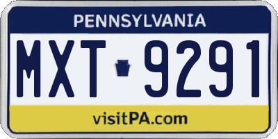 PA license plate MXT9291