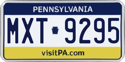 PA license plate MXT9295