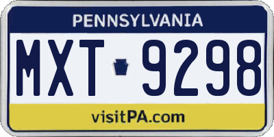 PA license plate MXT9298