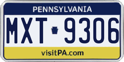 PA license plate MXT9306
