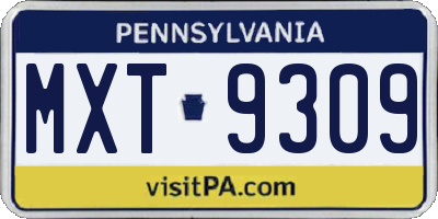 PA license plate MXT9309
