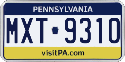 PA license plate MXT9310