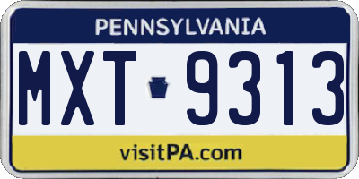 PA license plate MXT9313