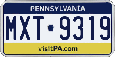 PA license plate MXT9319