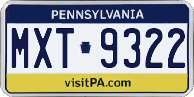 PA license plate MXT9322