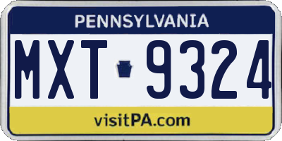 PA license plate MXT9324