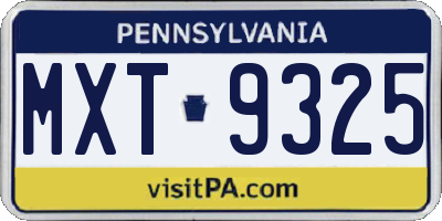 PA license plate MXT9325