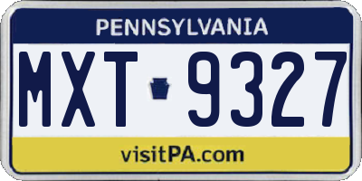 PA license plate MXT9327