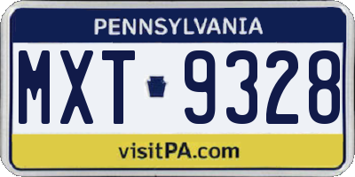 PA license plate MXT9328
