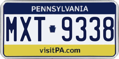 PA license plate MXT9338