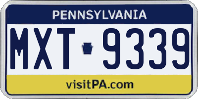 PA license plate MXT9339
