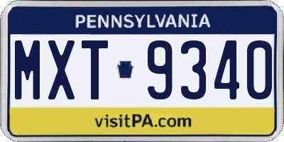 PA license plate MXT9340