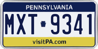 PA license plate MXT9341