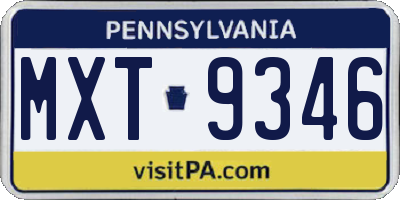 PA license plate MXT9346