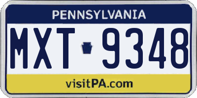 PA license plate MXT9348