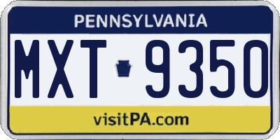 PA license plate MXT9350